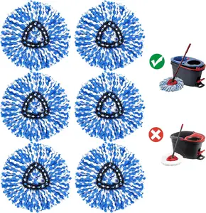 Spin Mop  Replacement Compatible with RinseClean 2-Tanks System Mops Heads Refills, 6 Pack Microfiber Deep Clean Triangle Replacements Pads, Machine Washable
