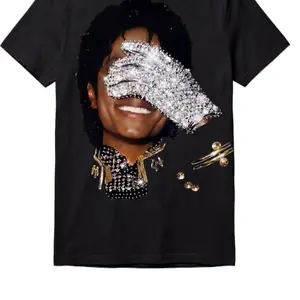 Michael Jackson T-Shirt with Hand Applied Rhinestones, over 400 rhinestones Streetwear Crewneck Summer Shortsleeve Top Top Tshirt unisex