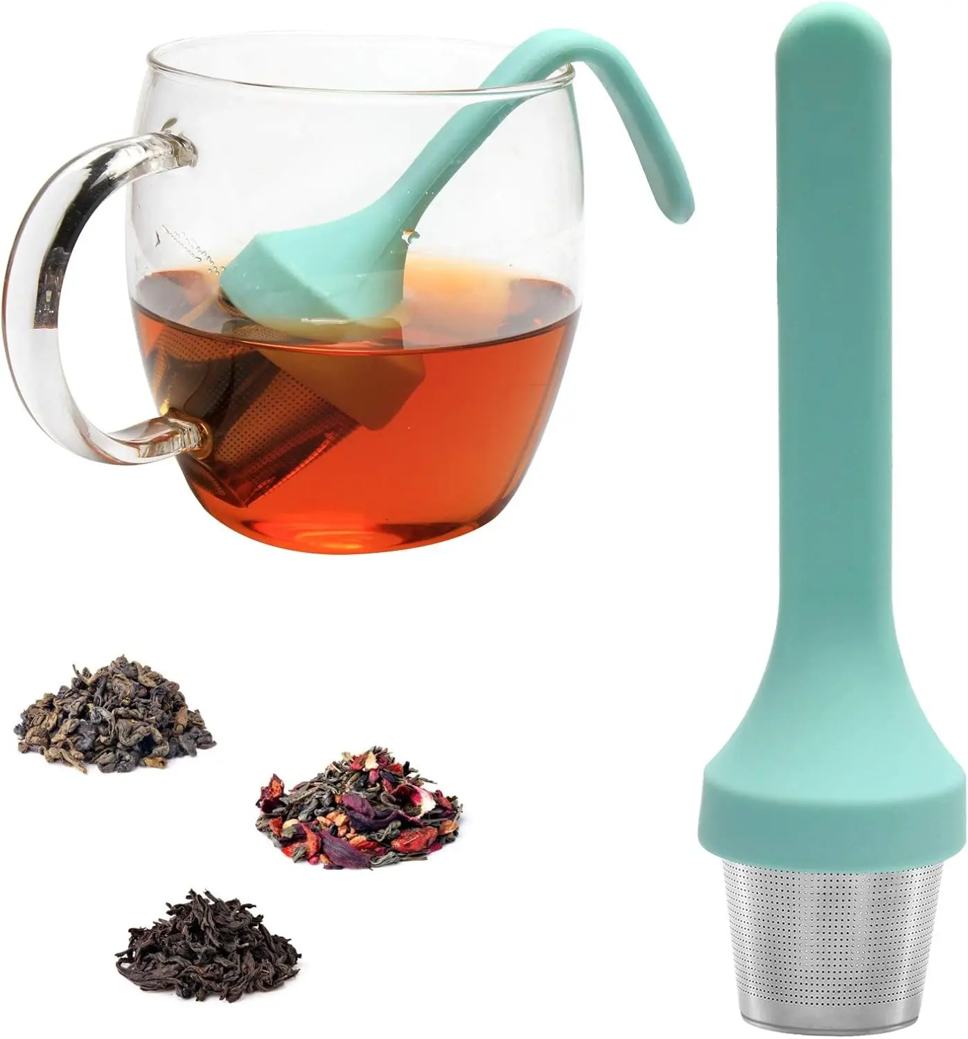 Tea Infuser, Extra Fine Mesh Tea Cup Filter Silicone Handle Stainless Steel Tea Strainer Loose Tea Steeper for Loose Leaf Tea or Herbal Tea