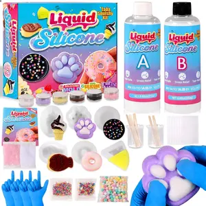 F-SRT07  Taba Squishy Kit, DIY Squishy Making Kit 18OZ 1:1 AB Liquid Silicone with 6 Molds for Make Your Own Super Soft Squishies Maker Kits Birthday Party Favors