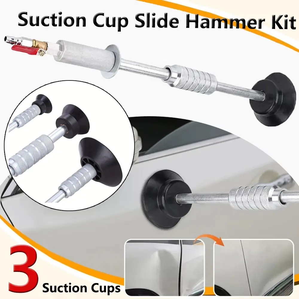 1 set of Pneumatic Suction Cup Pull Hammer Set—Includes Three Suction Cups, Pneumatic Pull Hammer Dent Repair Tool, Paintless Dent Repair, Does Not Damage Original Paint, Durable, Suitable for Body/Metal Panel Dent Repair, Car Dent Remover