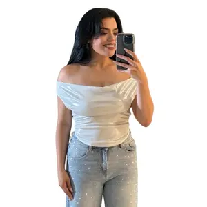 Metallic Off the Shoulder Top Womenswear Blouse Essential