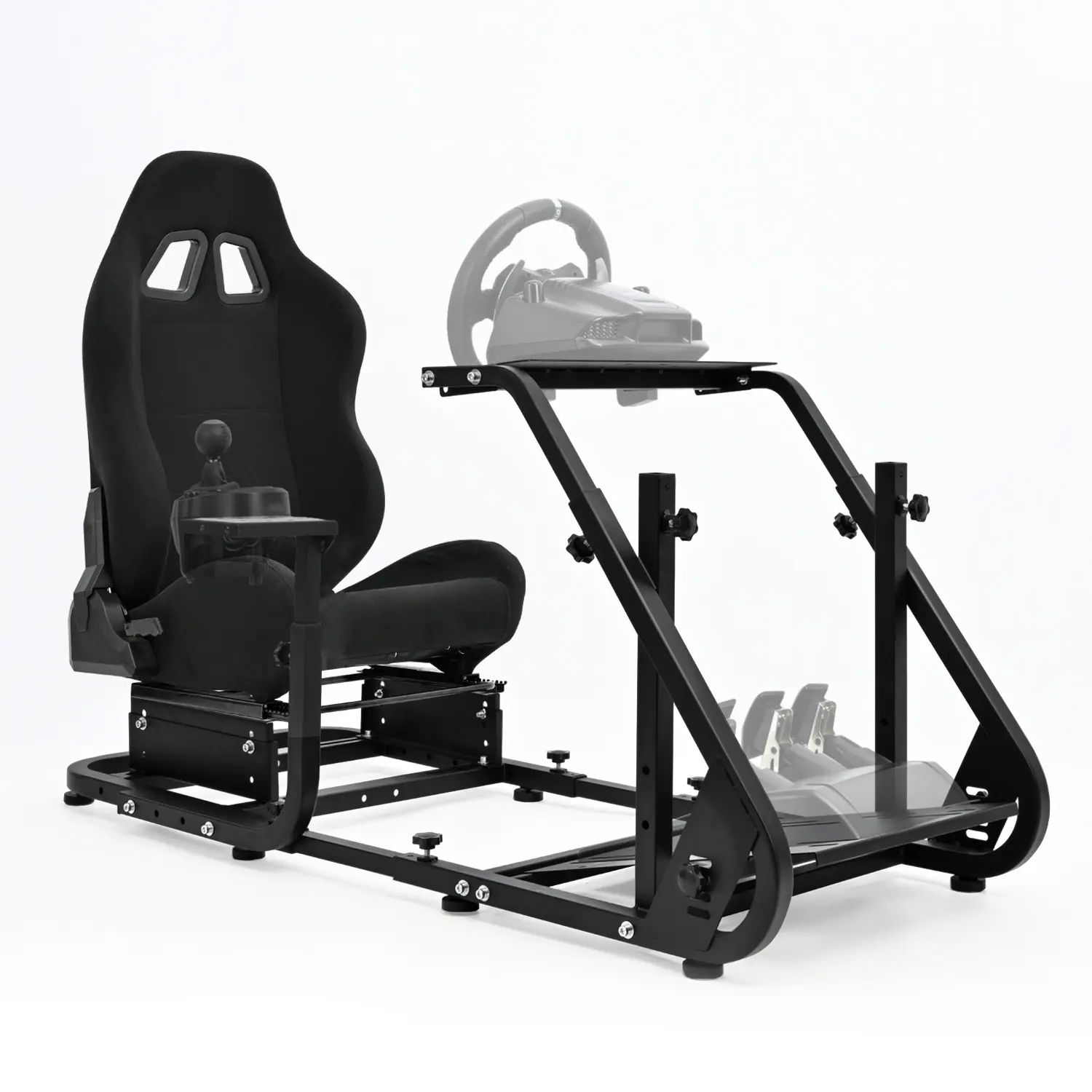 Supplier Racing Simulator Cockpit Gamer Chair - Adjustable Gaming Seat with Comfort Cushion, Double-Chute Design, Mountable Monitor Stand, Compatible with Logitech/Thrustmaster/Fanatec G25 G27 G29 T248 T300, Assembly Required (No Steering Wheel or Pedal),