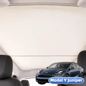 Car Essentials Glass Roof Sunshade for Tesla Model Y 2025 Juniper - Nano Ice-Crystal Heat Insulation Mesh, No-Sag UV Blocker Top Window Shield, Cool Car Interior Accessories, Defeats Summer Heat & Cabin Baking