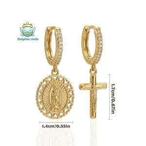 Virgin Mary Stud Earrings,Jesus Earrings,24K Gold Fashion Earrings.