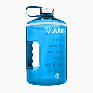 Dark Blue 1-Gallon BPA-Free Water Jug with Time Markers and Motivational Quotes