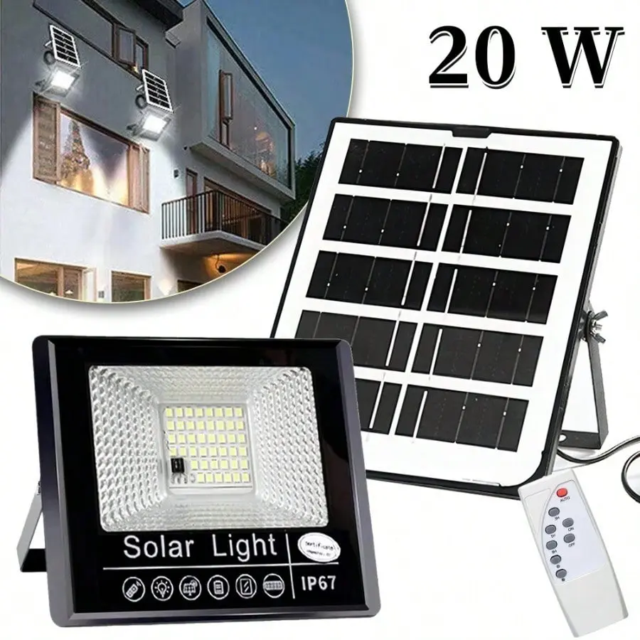 Solar Powered Wall Floodlight IP67 Waterproof Smart Wall Light Auto-On Flood Light Light Sensor Spot Lights for Patio Path Yard