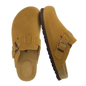 CUSHIONAIRE Hana - Genuine Leather Suede Classic Clog Womens Shoes - Slip On Mule Comfortable Shoes for Women, Camel 9W