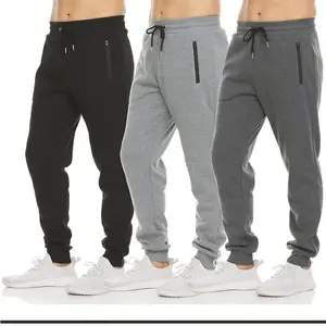 Men's 3 Pack Fleece Active Athletic Jogger Sweatpants with Drawstring Sizes S-2XLx
