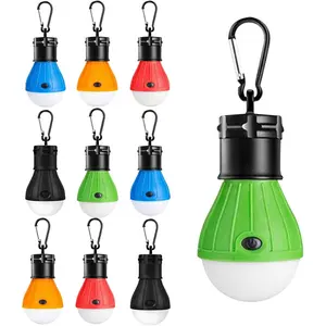 10 Packs Portable Camping Light Bulb 3 Lighting Modes Tent Lamp with Hook for Home Outdoor Camping Backpacking Emergency Use Waterproof ABS Plastic 5 Colors