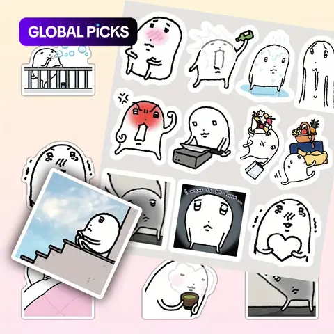 65pcs Mochi Emoji Stickers, Aesthetic Stickers, Cute Side Decals for Scrapbooks, Diaries, Laptops & Water Bottles, DIY Decorative Stickers, Stickers For Scrapbooking, Ideal Gift #GLOBAL PICKS