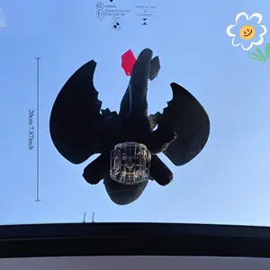 1 One Festival Toothless Dragon Auto Perfume, Polyester Hanging Ornament, with Movable Wings, Removable Hook, Unique Helmet Top Vehicle Accessories, Ideal Gift for Holidays and Birthdays car roof