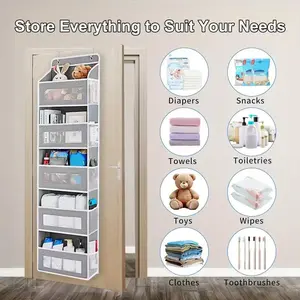 5-layer Over-the-Door Hanging Storage Box with 5 Large-Capacity Pockets Tilt Design Holds 44lbs for Bedroom Bathroom Children's Room Organization Travel Organizer Bag Removable Laundry Bags