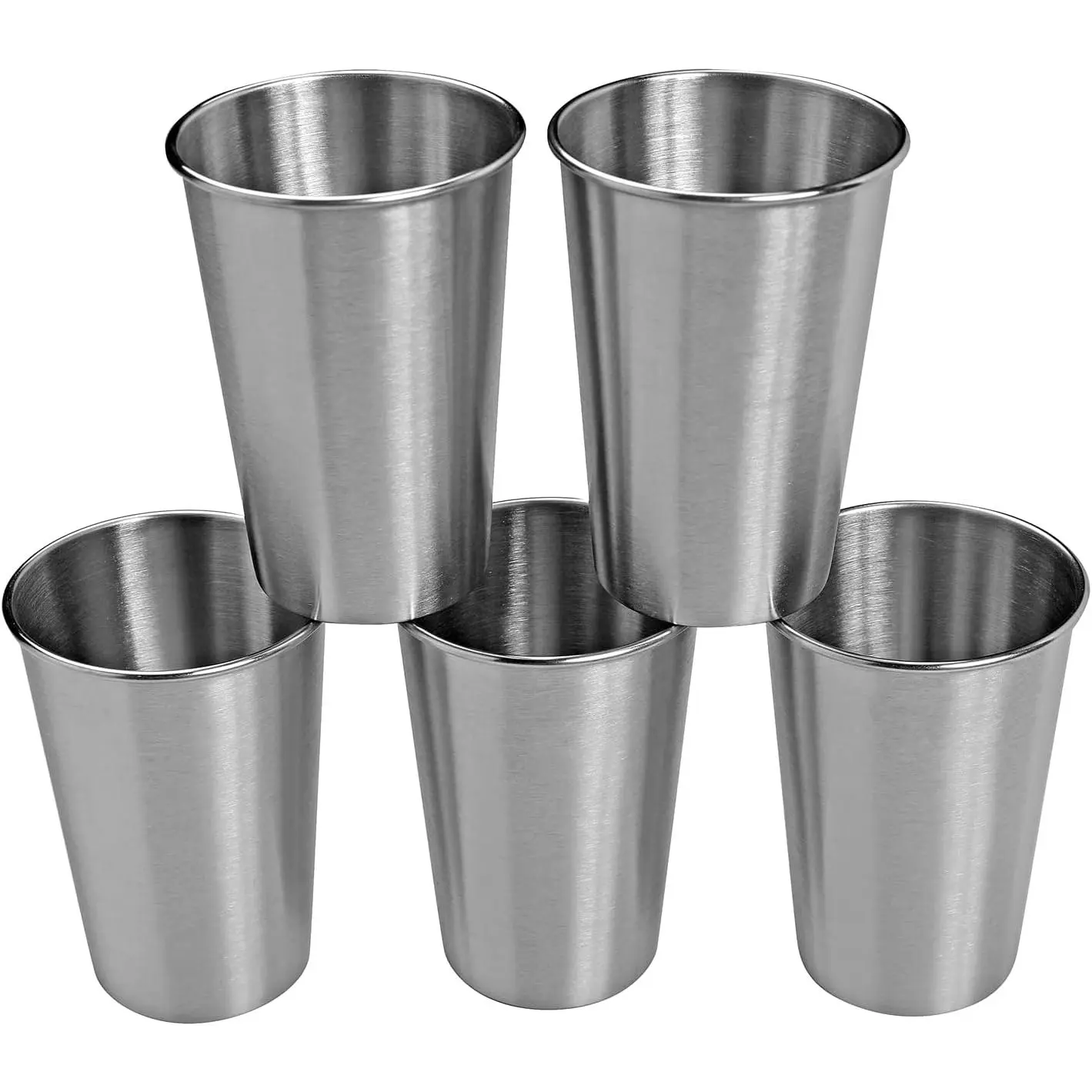 Stainless Steel Cups 18Oz Unbreakable and  Drinking Cups   Tumbler Set for Milk Juice and Water Dishwasher Safe (5Pcs)