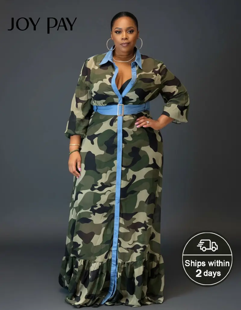 knee length dresses for ladies CAMO MAXI DRESS – Carriage House Clothing main image 1