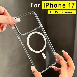 Magsafe clear phone case for iPhone 17 air 16 15 14 13 12 11 Pro Max Plus Protection Protector,Phone Protector Cover, Shockproof Casing,Transparent magnetic fashion case Protective Smartphone