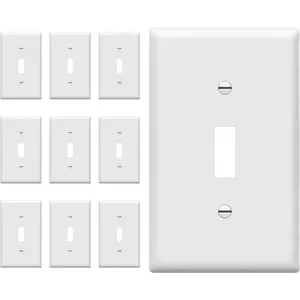 Light  Cover Plate, Toggle Wall Plate Cover, Size 1-Gang 4.50" x 2.76", Unbreakable Polycarbonate Thermoplastic, 8811-W-10PCS, White (10 Pack)
