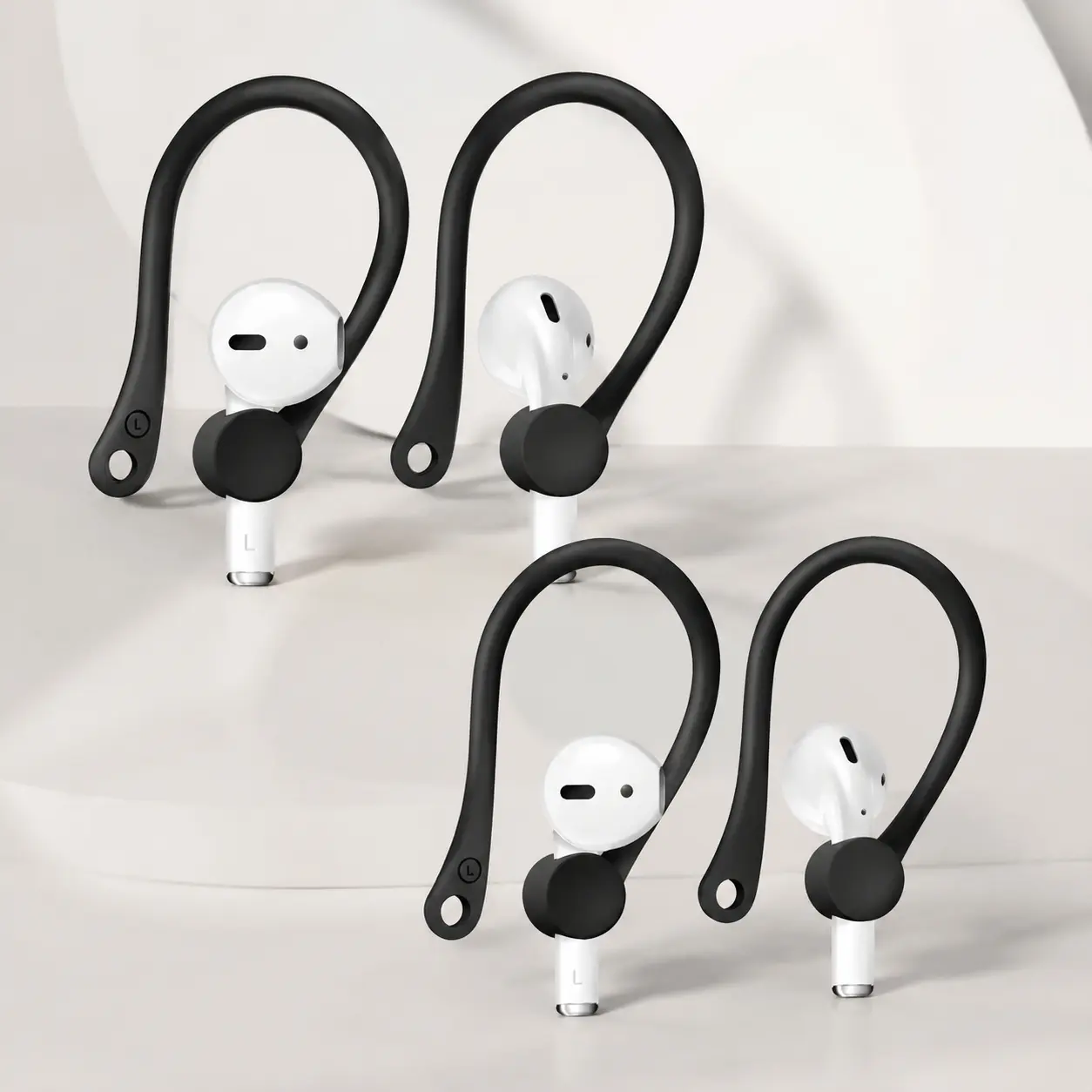 AirPods 1 2 Ear Hooks, Anti-Slip Silicone Eartips for Wireless Earbuds, Secure Fit Sport Ear Wings, Sweatproof No Fall Off, 2 Pairs Replacement Covers for Workout Running, Electronic Headphone Accessories
