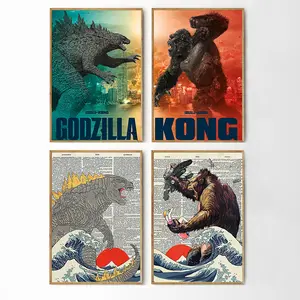 Godzilla x Kong Poster The New Empire Godzilla Sun Wall Poster Kong Poster Movie Posters for Living Room Bedroom Office Decor Iconic Design