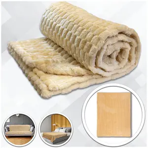 Cream Solid Color, Turtle Shell Design Soft Plush Material 50x60in Bedding Blanket, Turtle Shell Pattern