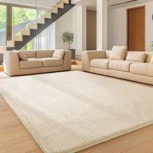 Large Size Shaggy Rugs, Big Plush Area Rug, Non-slip Soft Fluffy Ultra-comfortable Carpet Mats for Livingroom Bedroom Nursery Home Decor Milky White