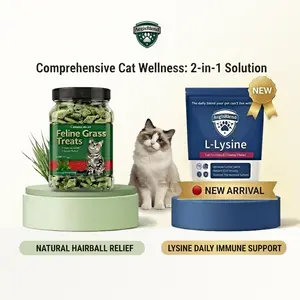 AegisBlend 2-in-1 Cat Grass & Lysine Biscuits - Natural Hairball Aid, Immune Boost Cat Treats with Health Supplements for Kittens