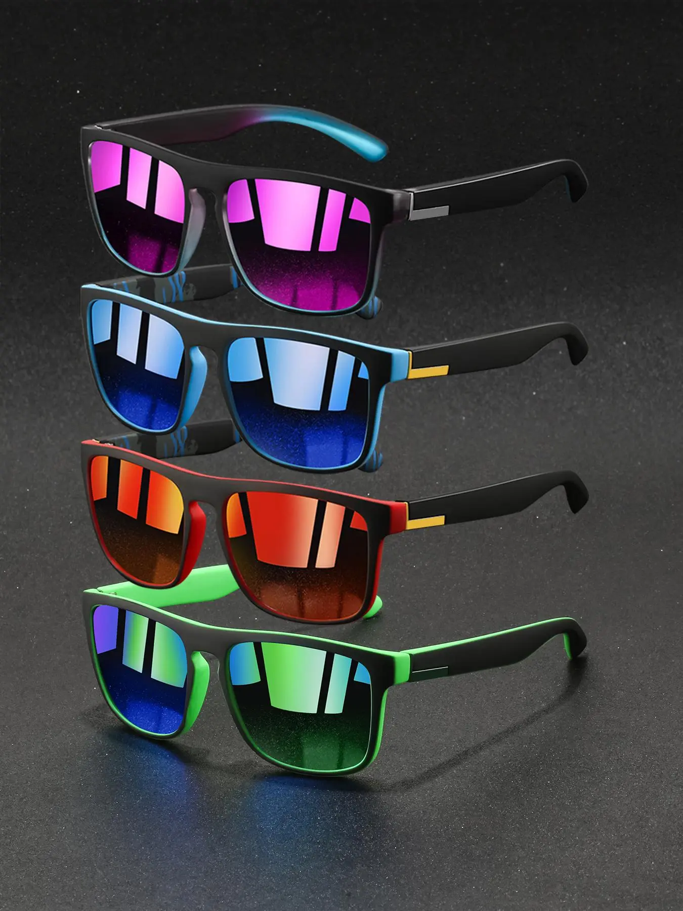 4pcs couple's style color-blocking fashionable glasses,color diverse and practical glasses, suitable for driving,camping,and daily wear,the perfect accessory that fits various face shapes.