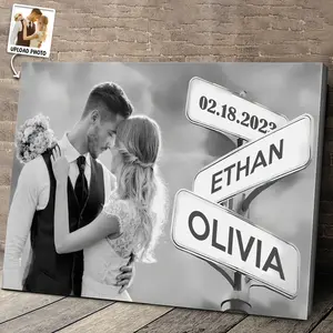 Personalized "I Just Need You" Canvas Photo - Custom couples' anniversary gift with romantic street sign design for bride and groom. Ideal for living room, bedroom, or home office decor. Features ethereal background art, perfect for wedding themes.