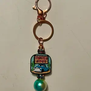 Western Boho Beaded Keychain - Twisted Gypsy Truck & Turquoise Bead