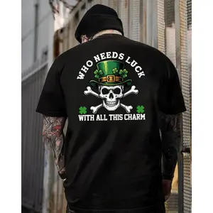 Funny St. Patrick’s Day Skull Hoodie, Who Needs Luck With All This Charm, Irish Humor Sweatshirt for Men Women