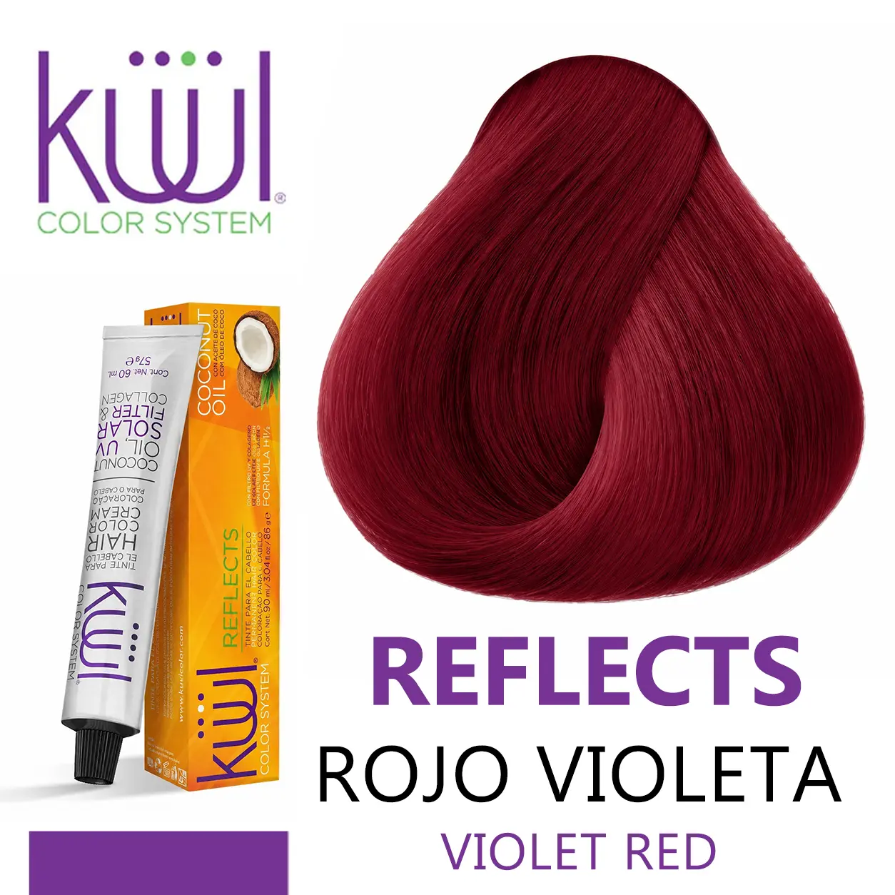 KUUL REFLECTS | Rojo Violeta | Violet Red | Tinte Para El Cabello | Permanent Hair Dye