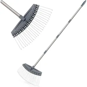 Thatch Rake - 24 Tines, Dethatching Rakes with 54” Lightweight Stainless Handle, Yard Dethatcher Rakes for Lawn Care, Ideal for Pine Needles, Dead Grass, Thatch, Leaves, Mulch