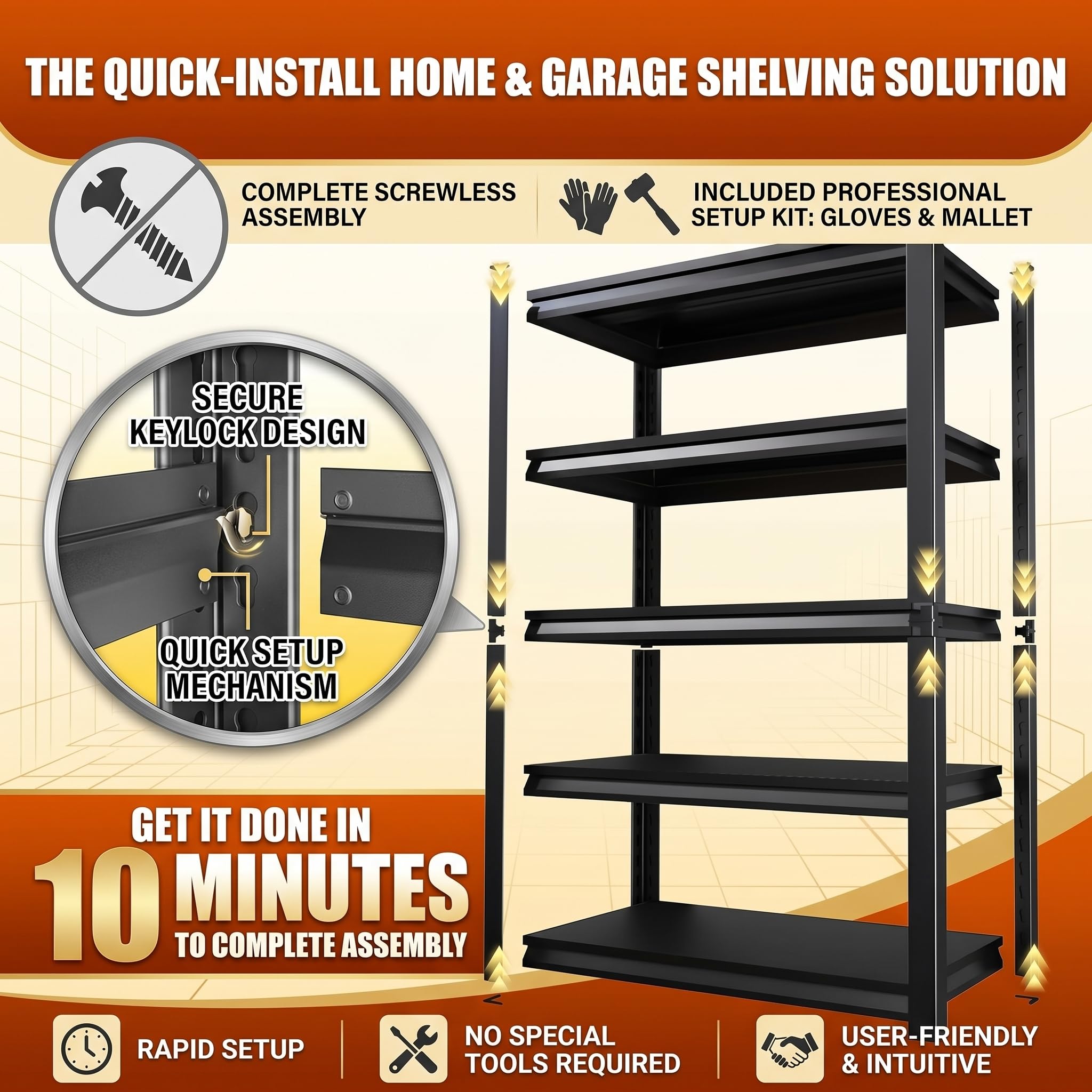 3000 Lbs Heavy-Duty 5-Tier Metal Garage Shelf Unit, Adjustable Industrial Steel Storage Rack for Pantry, Kitchen, Basement, and Warehouse