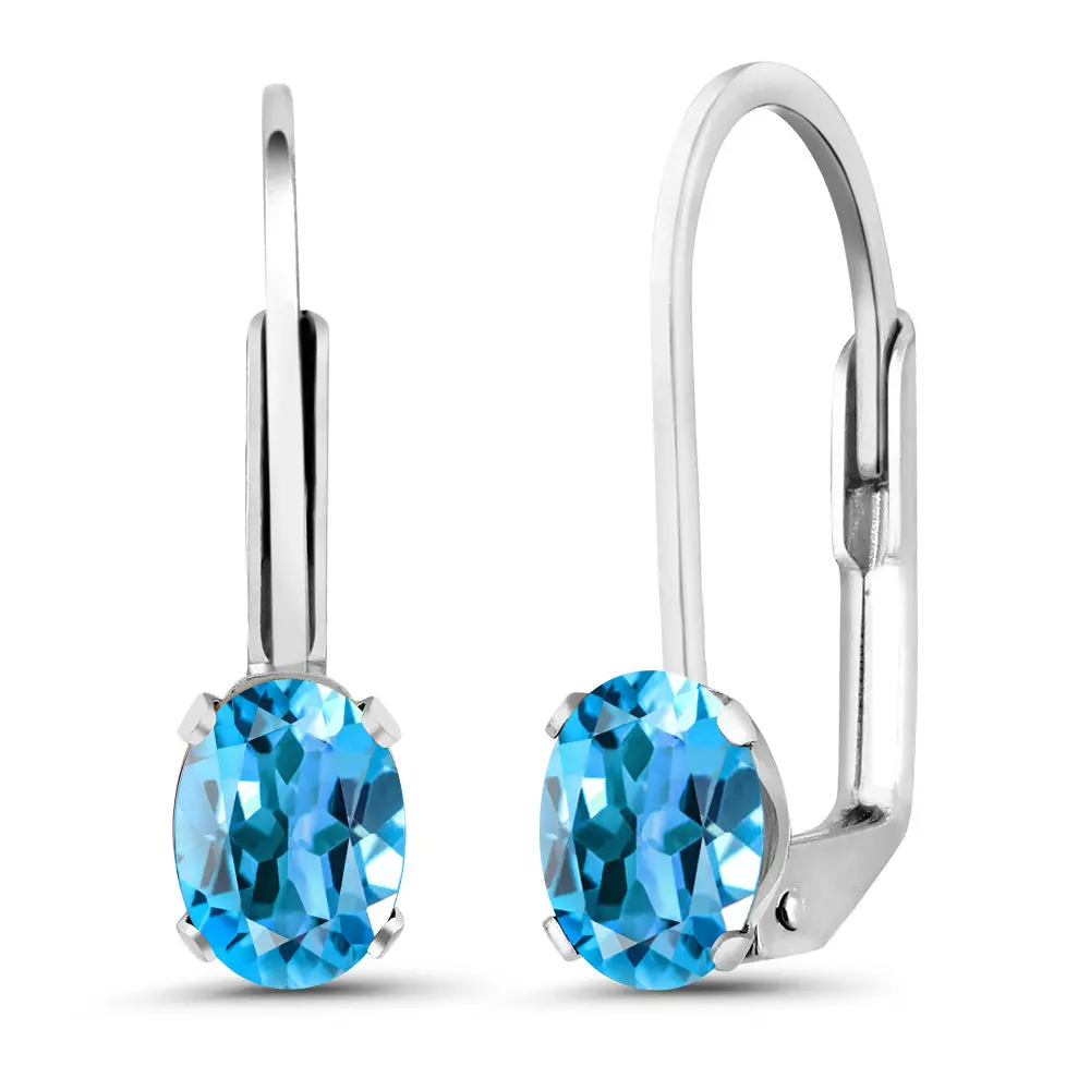 Gem Stone King Drop Dangle Leverback Earrings For Women | 925 Sterling Silver | Oval 6X4MM | Gemstone Birthstone | Fine Jewelry Gifts for Women Her Mom Wife