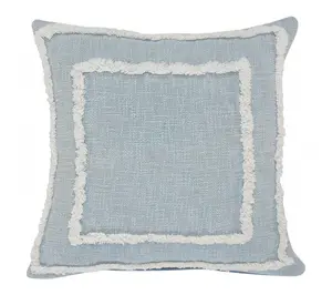 HomeRoots 20" Sky Blue And White Geometric Cotton Throw Pillow