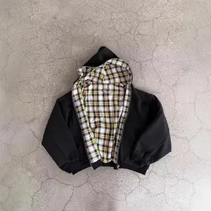 Oh my god, minimalist Korean-style dark-colored reversible zip-up hoodie jacket