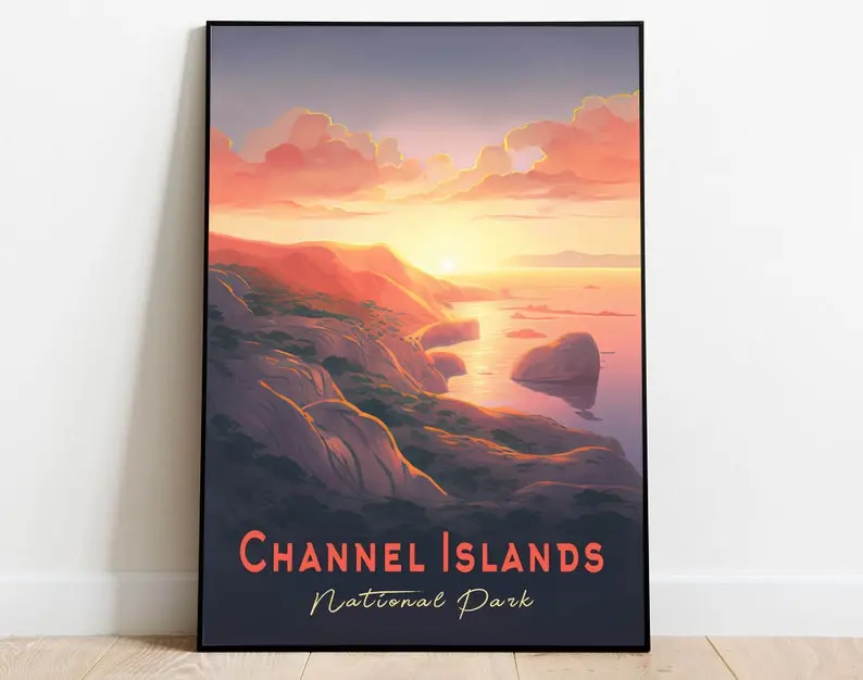 Sunrise Channel Islands National Park Poster, California Wall Art, US National Parks Poster, Nature Lover Art, Landscape Poster, Travel Art. Unique Vintage Print Wall Decor for Ladies' Bedroom. Retro Poster Gifts Ornaments