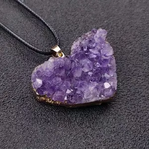 Classic Amethyst Stone Seal Pendant Stainless Steel Circle Necklace Strength Gift