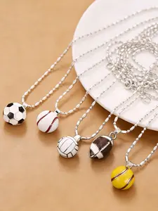 Fan Necklace Football Pendant, Sports Ball Jewelry, Basketball Volleyball Baseball Golf Pendant, 2026 Game Enthusiast Gift