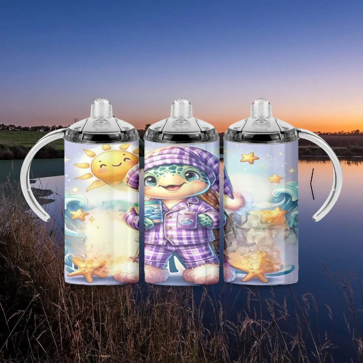 Turtle Pajamas Party: Unbelievable! Sippy 12 oz Tumbler with Splash-Proof Lid, Comfortable Handles & Convenient Drinking Spout