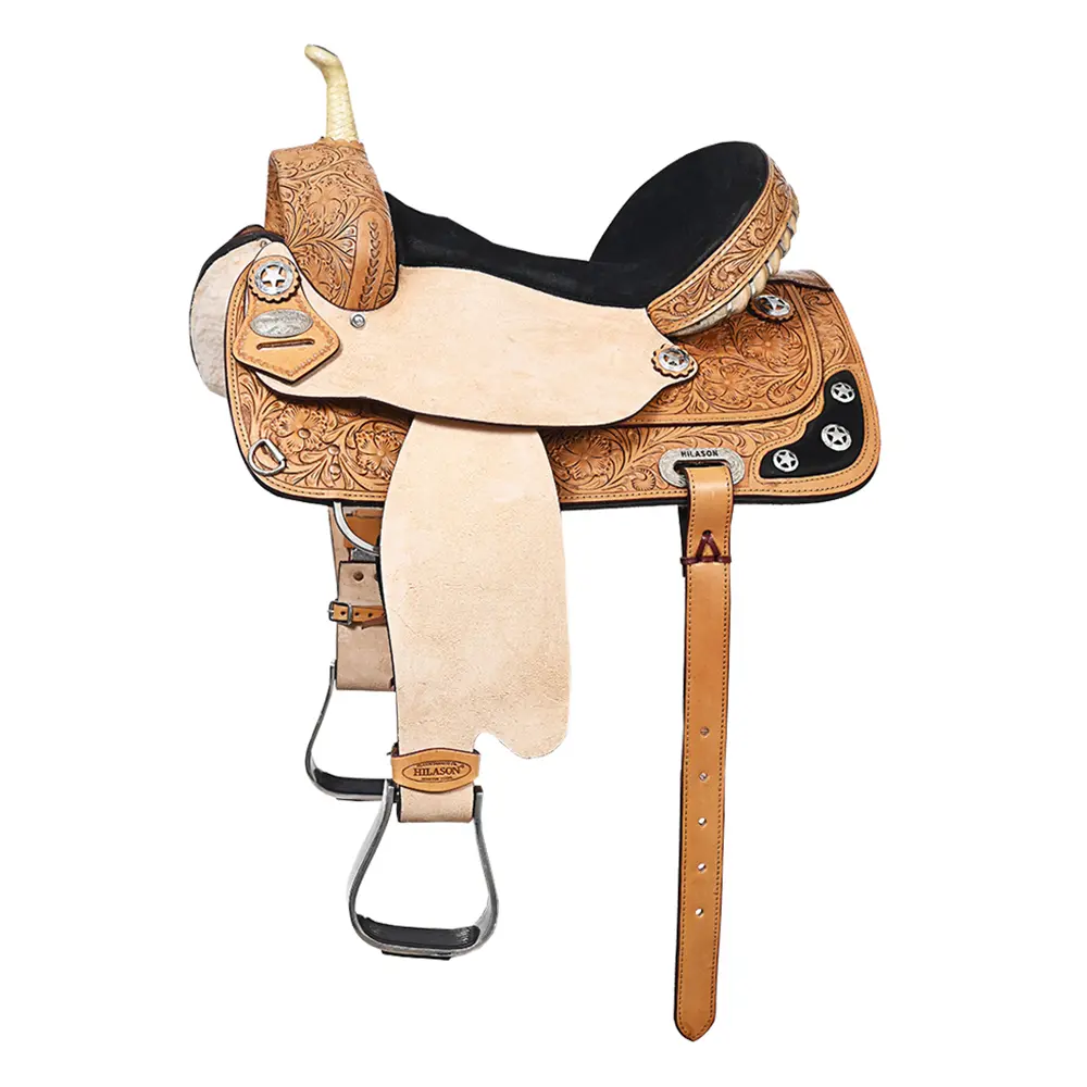 HILASON Western Horse Treeless Saddle American Leather Barrel | for Horses