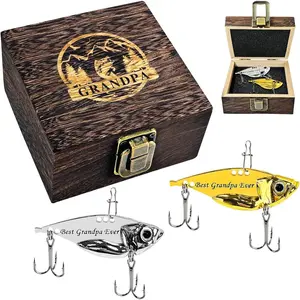 Fathers Day Birthday Gifts for Dad Grandpa Fishing Gear Set, 2 Pack Metal VIB Fishing Lures Spoons Gifts from Son Grandson, Swimbait Crankbait Saltwater   Fishing for Bass Walleye Trout