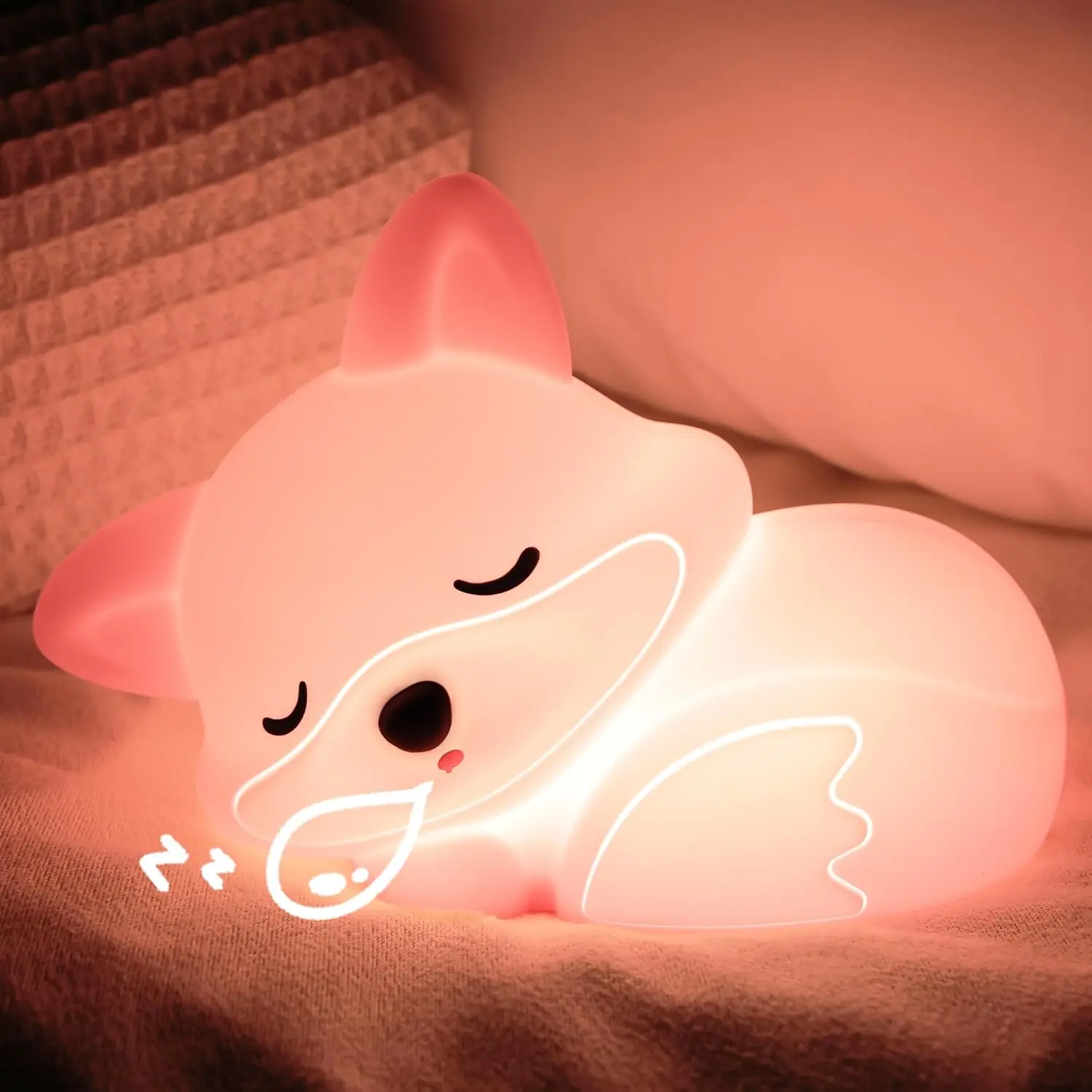 Fox Night Light, Silicone Fox Lamp with Timer & Touch Control, Rechargeable Dimmable Bedside Light, Baby Nursery Decor, Birthday & Christmas Gift for Kids