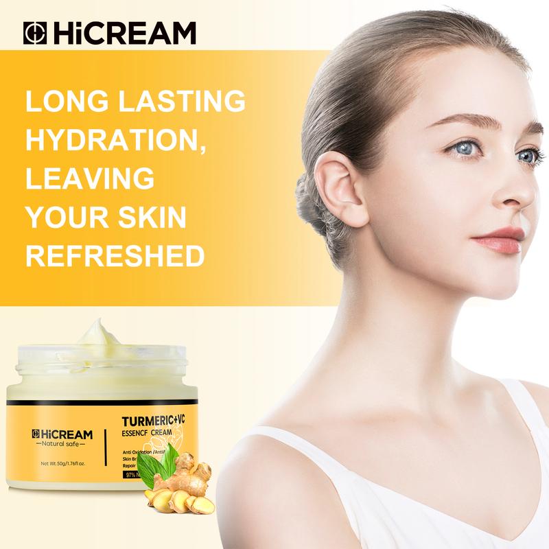 Hicream Turmeric Face Cream, Comfort Turmeric Vitamin C Brightening Lotion,Fights Acne,Evens Tone,Fades Scars,Sun Damage Moisturizers Skincare