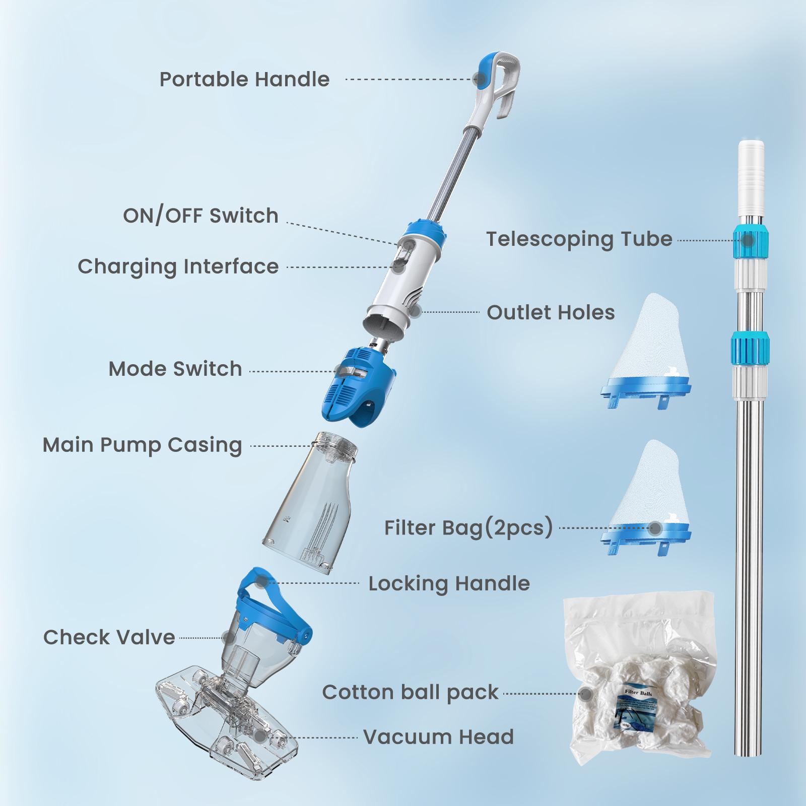 【Spring Cleaning】Enhulk Latest Upgrade PC22 Rechargeable Handheld Swimming Pool Vacuum Cleaner for Above Ground Pools, Telescopic Pole, 2 Suction Modes (H-Max Sand Mode), Ergonomic Handle, 18.5 Gals/Min Deep Cleaning, Filter Ball, Stairs/Corners Head, Han 【Spring Cleaning】Enhulk Latest Upgrade PC22 Rechargeable Handheld Swimming Pool Vacuum Cleaner for Above Ground Pools, Telescopic Pole, 2 Suction Modes (H-Max Sand Mode), Ergonomic Handle, 18.5 Gals/Min Deep Cleaning, Filter Ball, Stairs/Corners Head, Han