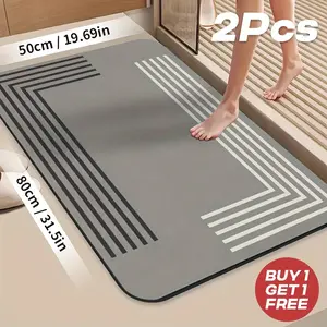 2Pcs Bathroom Absorbent Mats, Non-Slip Mats, Door Mats, Kitchen Absorbent Mats, Bathroom Accessories, Thick And Soft Large Size 31.5 Inches * 19.7 Inches Home Decor, High-Quality Products, Exquisite Gifts.