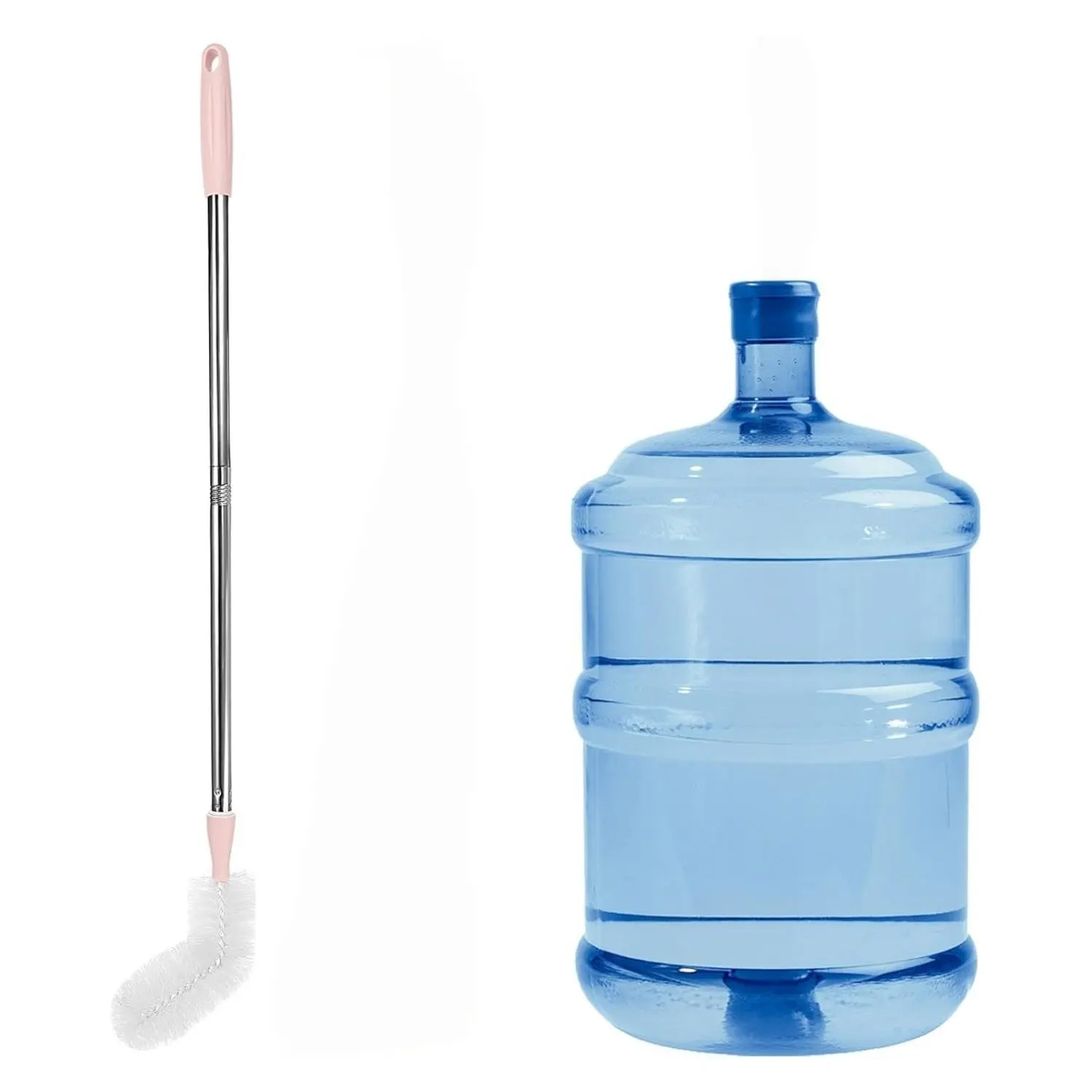2-Pack Stainless Steel Bottle Cleaning Brush Set with Handle, 29.5 in Extra Long, Bendable Nylon Bristles, 360° Scrub Brush for 5-Gal Water Buckets, Wide Mouth Bottles (1.7 in+ Opening)