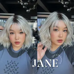JBEXTENSION 13 Inches Mix Blonde Wave Pre-Cut T Part Snowflake Lace Frontlace Glueless Wig with Bangs JANE【BENDY EAR TABS】