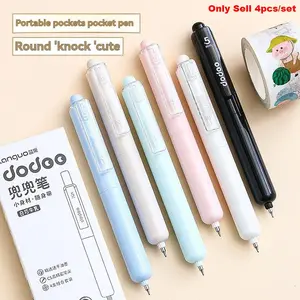 4pcs Pocket Clicker Neutral Pens, Retractable Gel Pens, Ink Pens, Quick-Dry, Girl-Heart Design, Drop-Proof, Portable, Cute Exam Pens, Ideal for Students