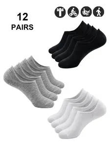 Men's Invisible Cushion Socks, Casual Sport Socks, Non-Slip Grip, Soft and Elastic, Slim-Fitting, All Seasons, Plain Pattern